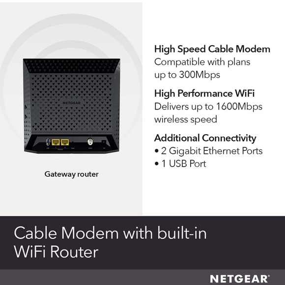 Netgear AC1600 WiFi Cable Modem Router - Picture 2 of 11